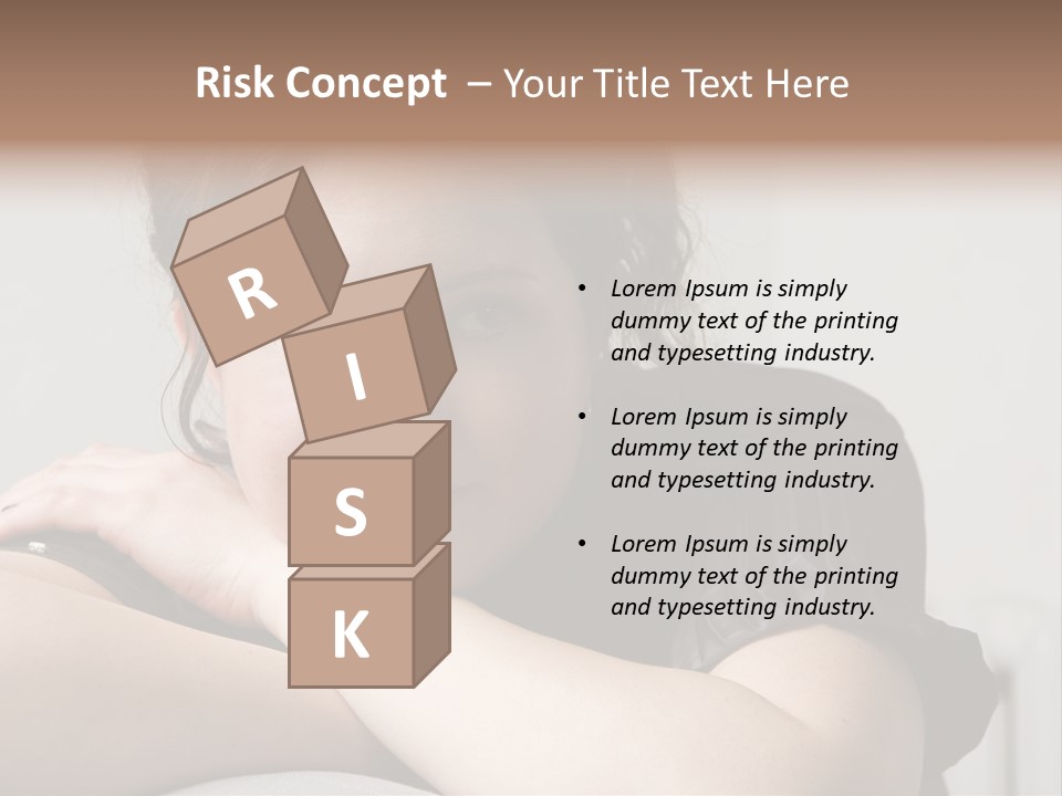 Young Attractive Smiling Woman Put Head On Hand PowerPoint Template