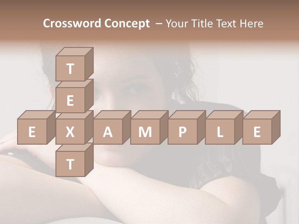 Young Attractive Smiling Woman Put Head On Hand PowerPoint Template