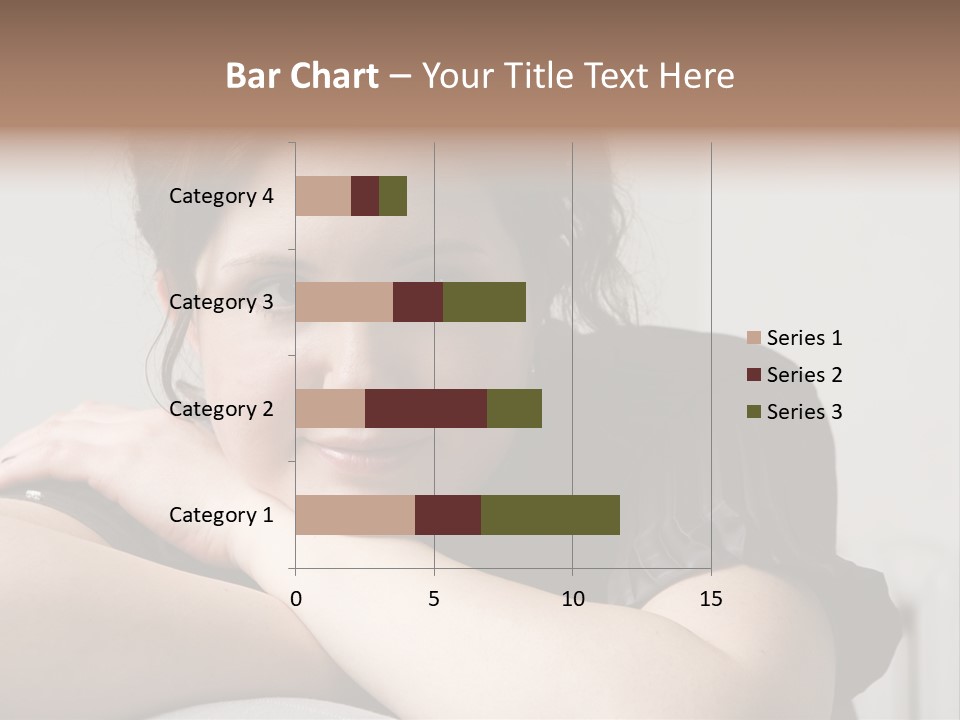 Young Attractive Smiling Woman Put Head On Hand PowerPoint Template