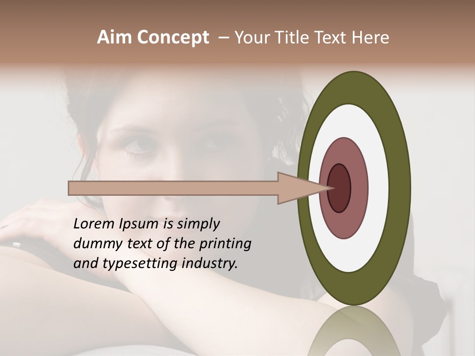 Young Attractive Smiling Woman Put Head On Hand PowerPoint Template