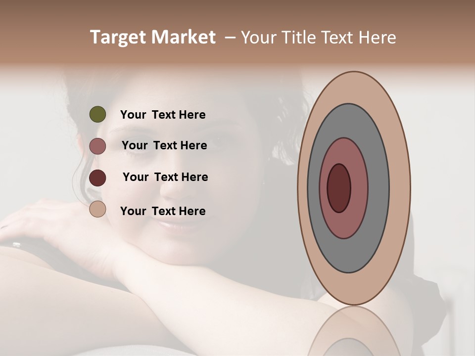 Young Attractive Smiling Woman Put Head On Hand PowerPoint Template