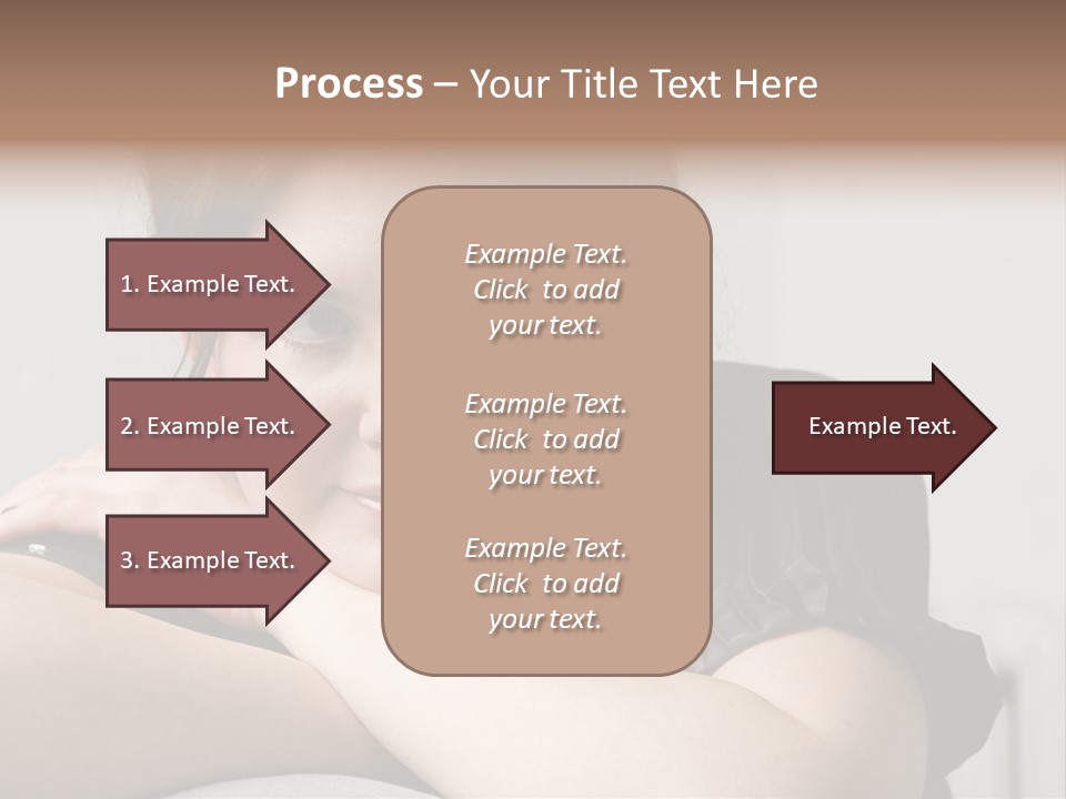 Young Attractive Smiling Woman Put Head On Hand PowerPoint Template
