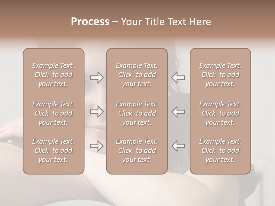 Young Attractive Smiling Woman Put Head On Hand PowerPoint Template