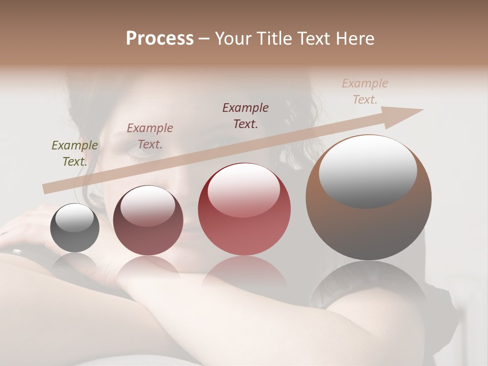 Young Attractive Smiling Woman Put Head On Hand PowerPoint Template