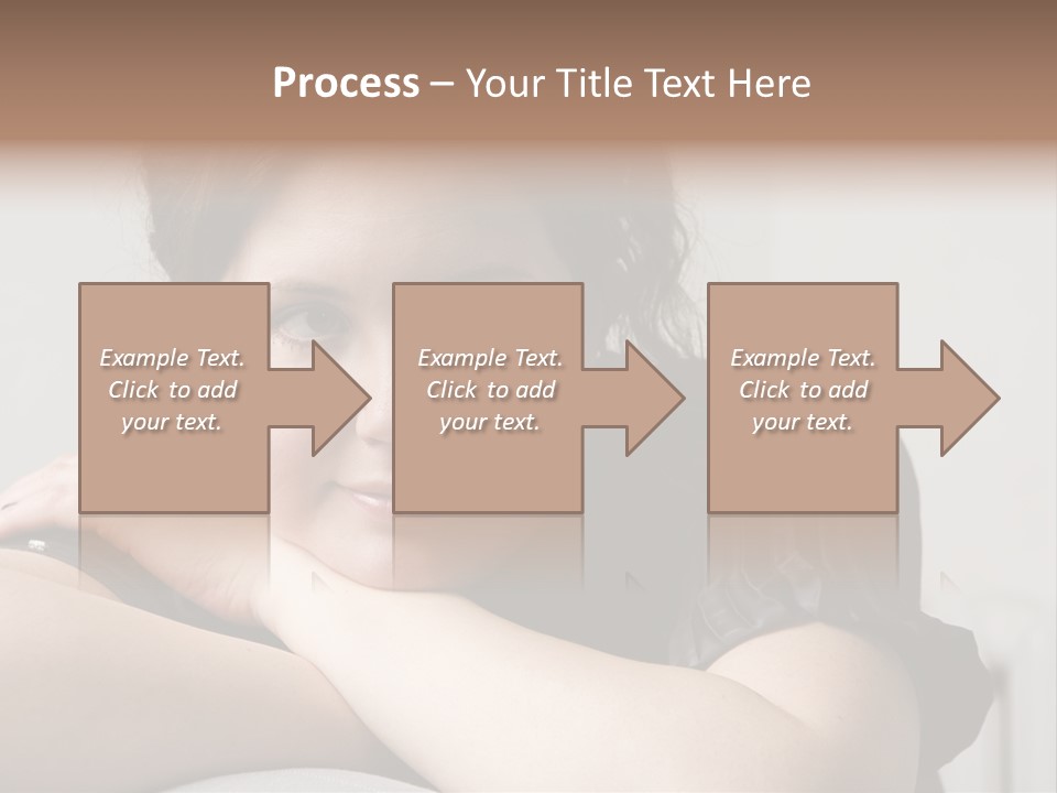 Young Attractive Smiling Woman Put Head On Hand PowerPoint Template