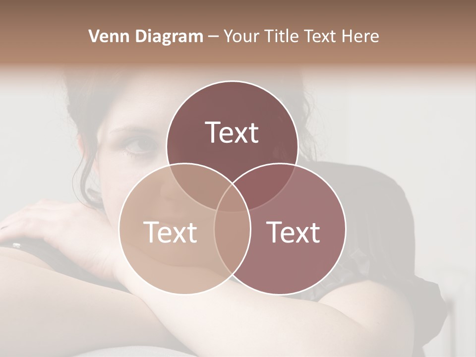 Young Attractive Smiling Woman Put Head On Hand PowerPoint Template