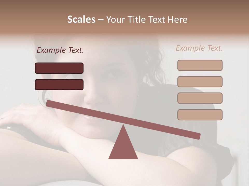 Young Attractive Smiling Woman Put Head On Hand PowerPoint Template