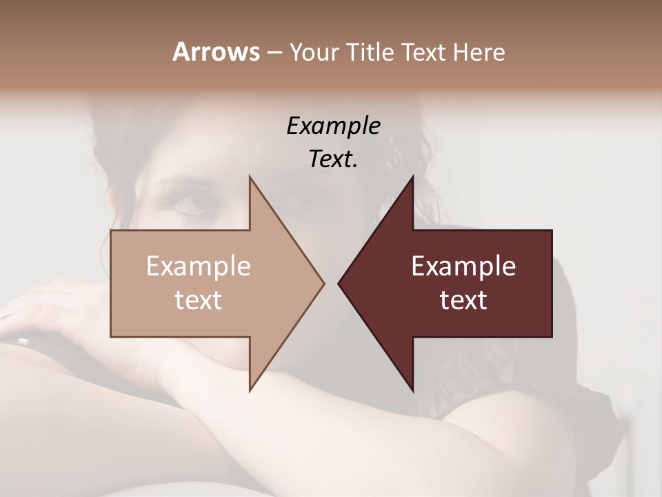 Young Attractive Smiling Woman Put Head On Hand PowerPoint Template