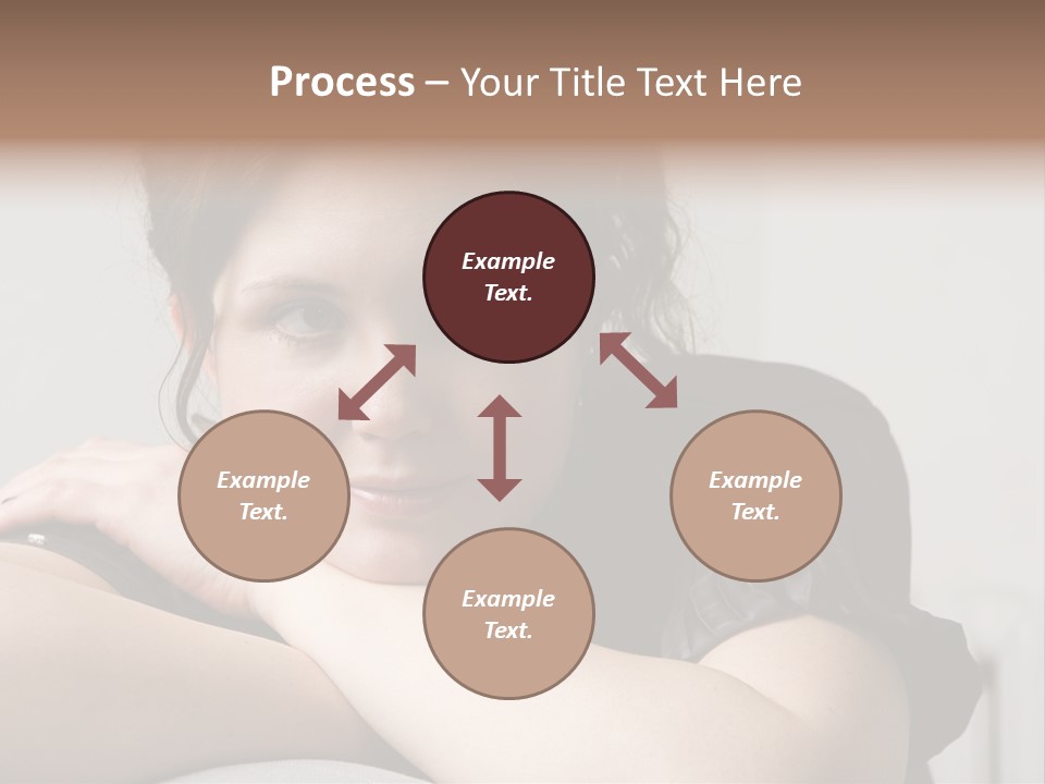 Young Attractive Smiling Woman Put Head On Hand PowerPoint Template