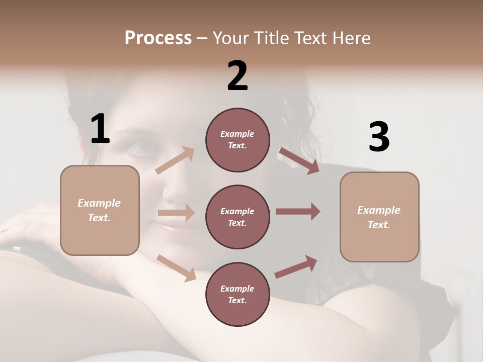 Young Attractive Smiling Woman Put Head On Hand PowerPoint Template