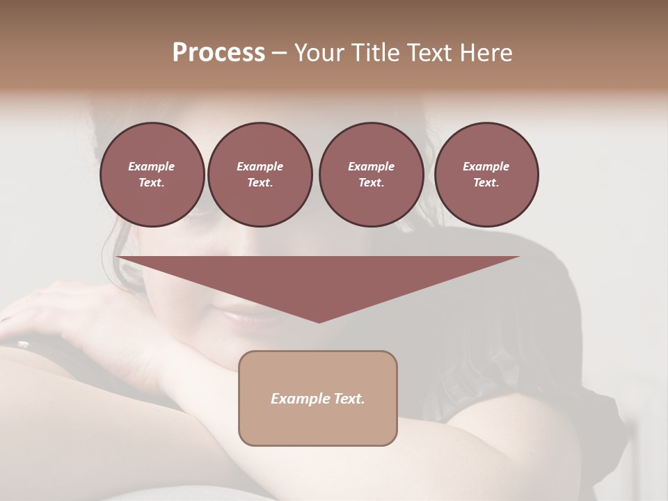 Young Attractive Smiling Woman Put Head On Hand PowerPoint Template