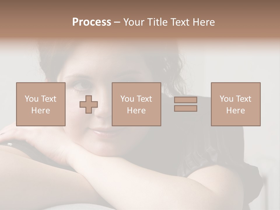 Young Attractive Smiling Woman Put Head On Hand PowerPoint Template