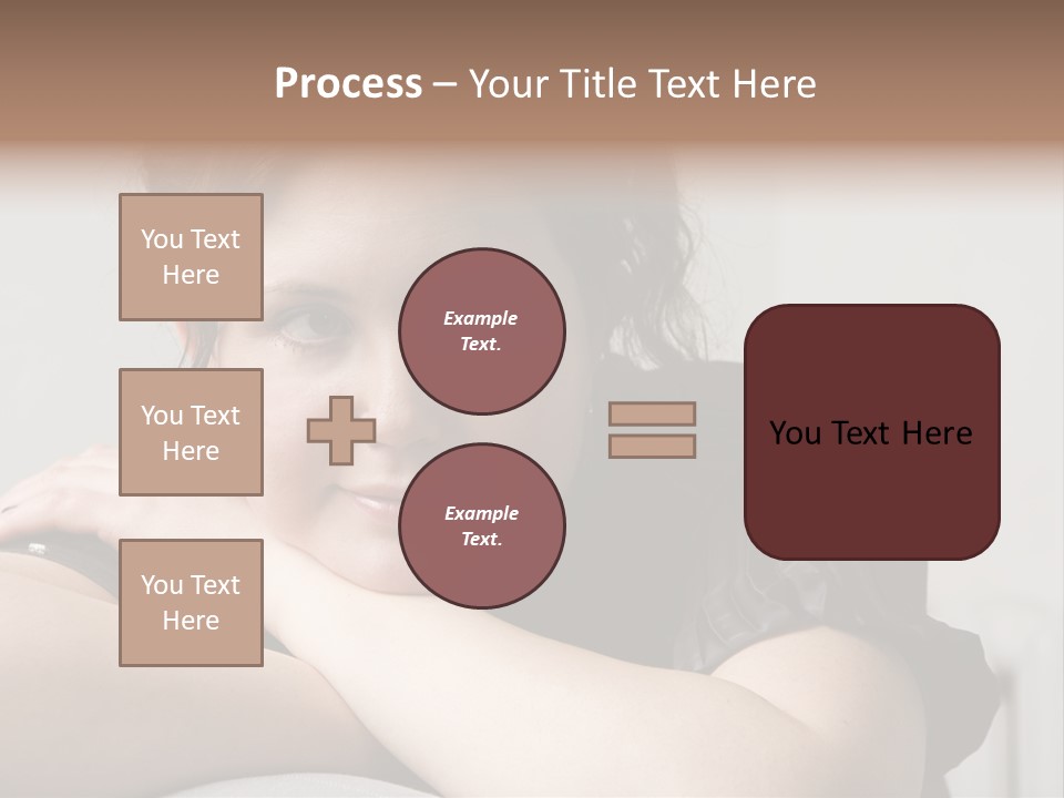 Young Attractive Smiling Woman Put Head On Hand PowerPoint Template