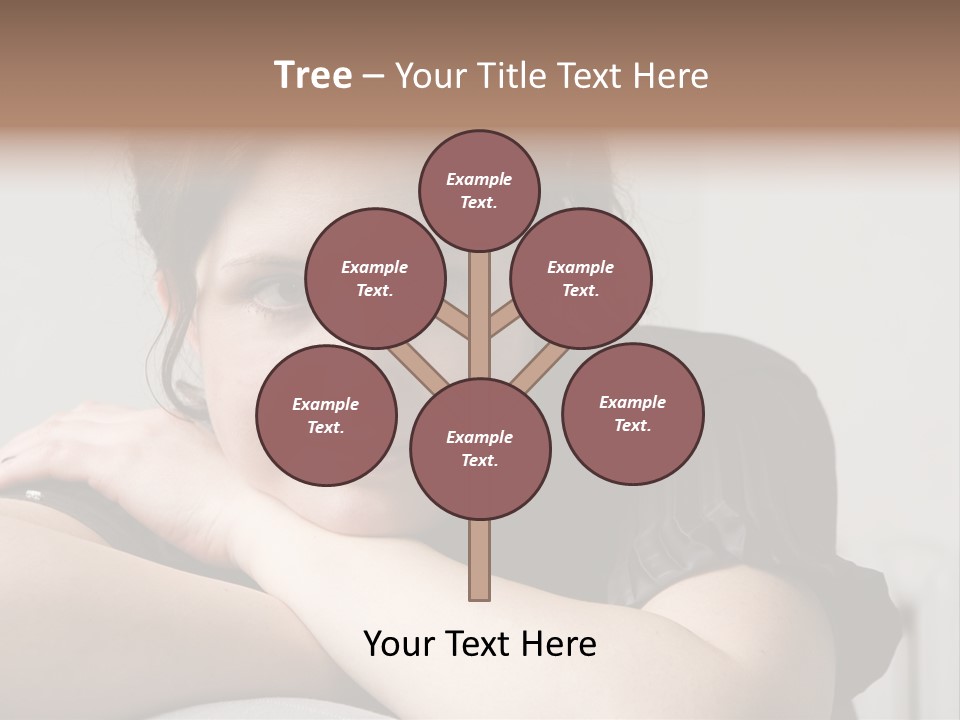 Young Attractive Smiling Woman Put Head On Hand PowerPoint Template