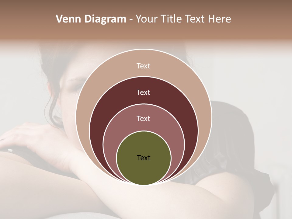 Young Attractive Smiling Woman Put Head On Hand PowerPoint Template