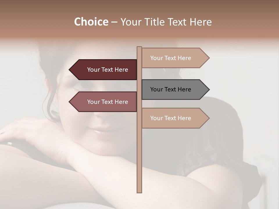 Young Attractive Smiling Woman Put Head On Hand PowerPoint Template