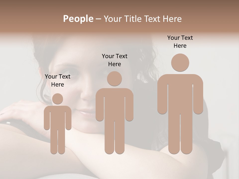 Young Attractive Smiling Woman Put Head On Hand PowerPoint Template