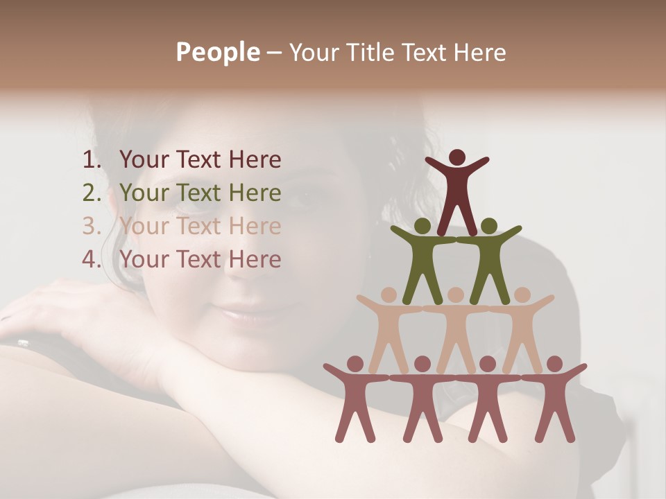 Young Attractive Smiling Woman Put Head On Hand PowerPoint Template