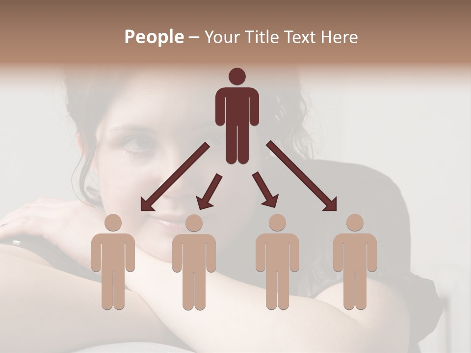 Young Attractive Smiling Woman Put Head On Hand PowerPoint Template