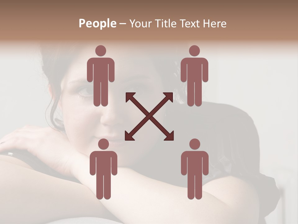 Young Attractive Smiling Woman Put Head On Hand PowerPoint Template