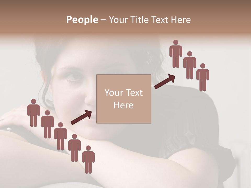 Young Attractive Smiling Woman Put Head On Hand PowerPoint Template