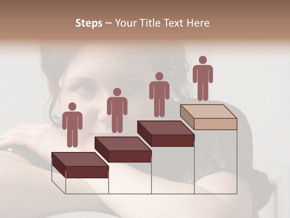 Young Attractive Smiling Woman Put Head On Hand PowerPoint Template