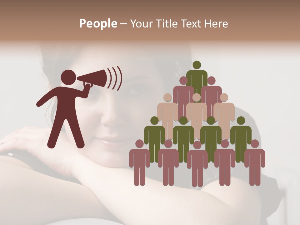 Young Attractive Smiling Woman Put Head On Hand PowerPoint Template