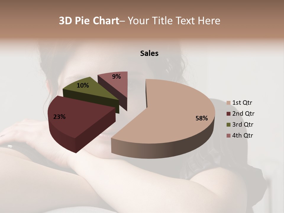 Young Attractive Smiling Woman Put Head On Hand PowerPoint Template