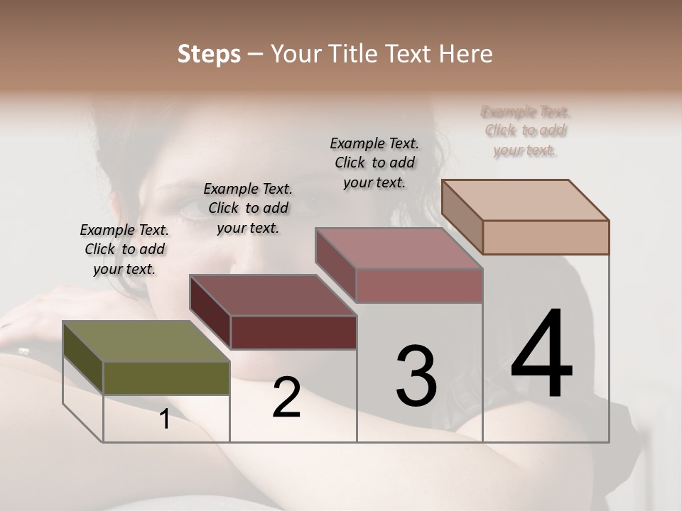 Young Attractive Smiling Woman Put Head On Hand PowerPoint Template