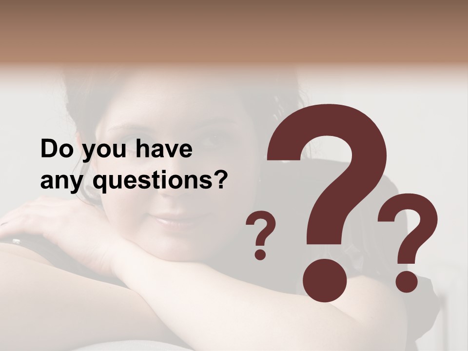 Young Attractive Smiling Woman Put Head On Hand PowerPoint Template