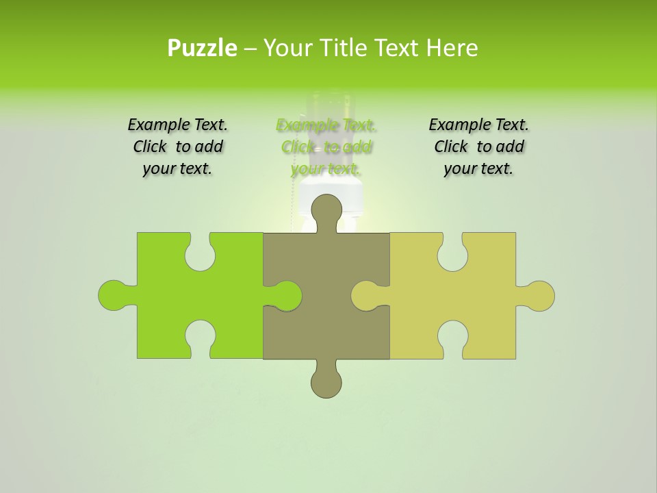 Energy-Efficient Cfl Bulb Shining At Center From A Simple Brass Fixture. Green Background Slightly Textured. PowerPoint Template