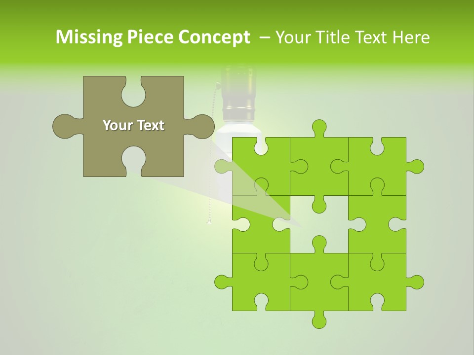 Energy-Efficient Cfl Bulb Shining At Center From A Simple Brass Fixture. Green Background Slightly Textured. PowerPoint Template