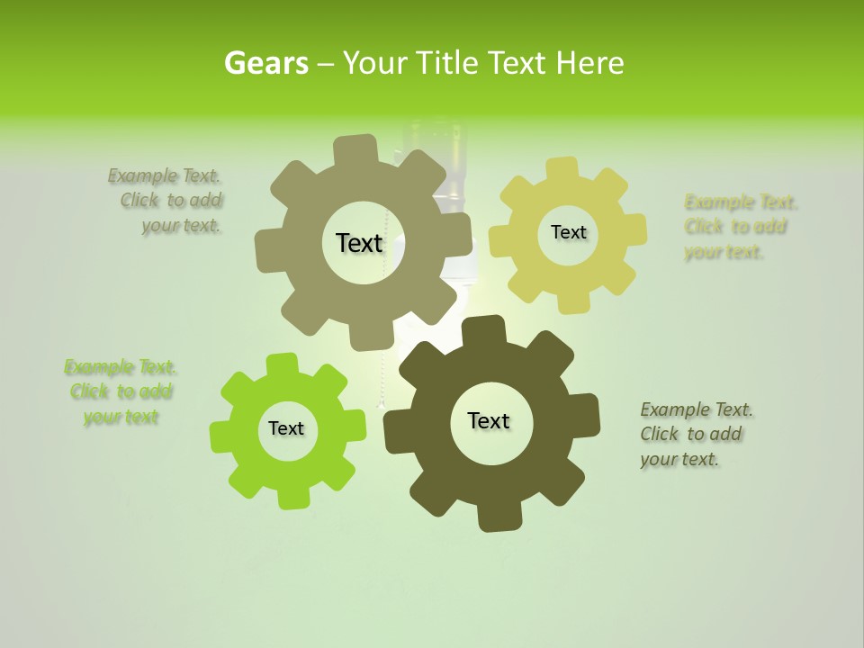 Energy-Efficient Cfl Bulb Shining At Center From A Simple Brass Fixture. Green Background Slightly Textured. PowerPoint Template
