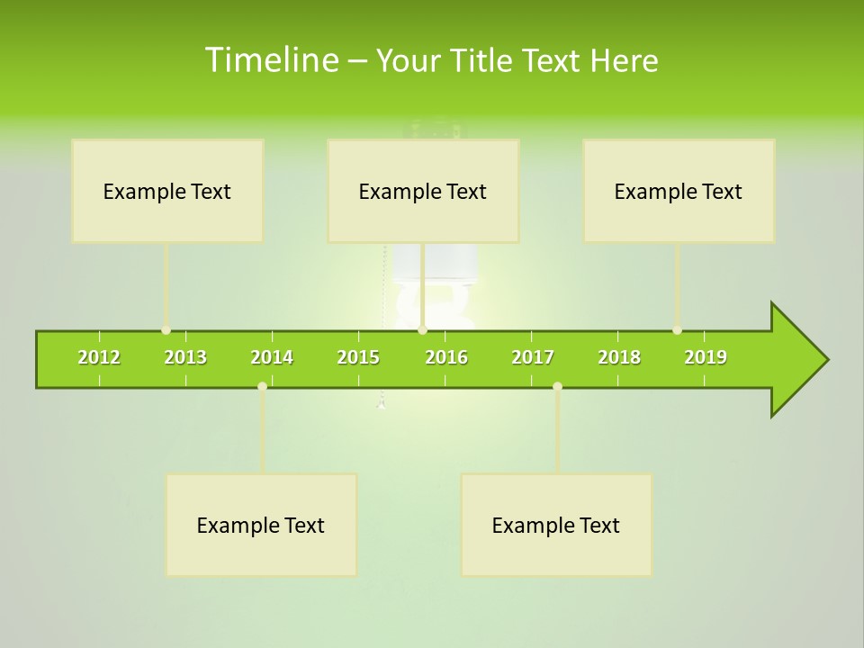 Energy-Efficient Cfl Bulb Shining At Center From A Simple Brass Fixture. Green Background Slightly Textured. PowerPoint Template