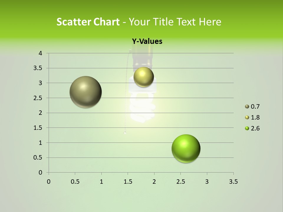 Energy-Efficient Cfl Bulb Shining At Center From A Simple Brass Fixture. Green Background Slightly Textured. PowerPoint Template