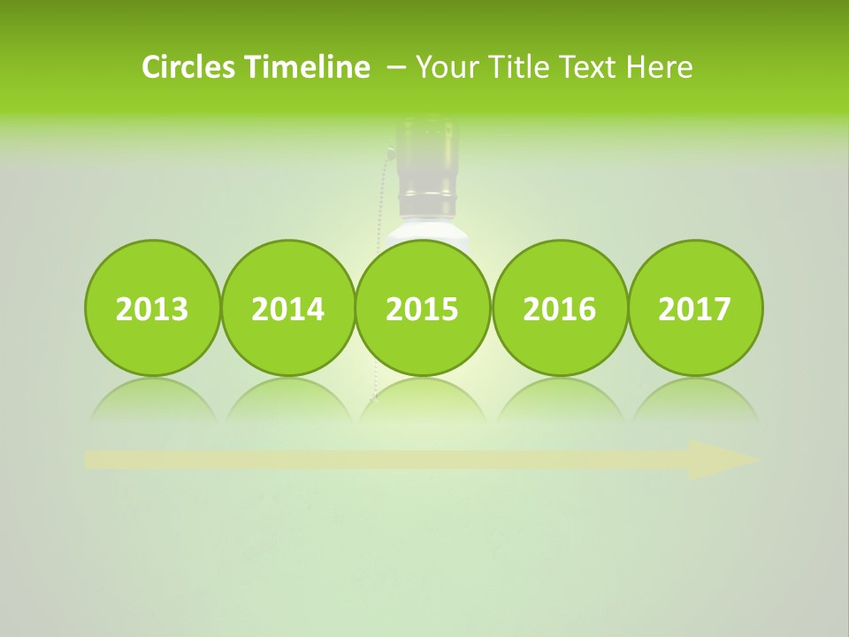 Energy-Efficient Cfl Bulb Shining At Center From A Simple Brass Fixture. Green Background Slightly Textured. PowerPoint Template