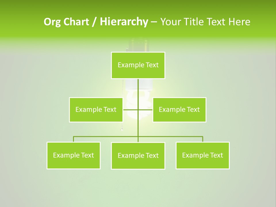 Energy-Efficient Cfl Bulb Shining At Center From A Simple Brass Fixture. Green Background Slightly Textured. PowerPoint Template
