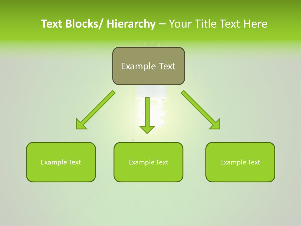 Energy-Efficient Cfl Bulb Shining At Center From A Simple Brass Fixture. Green Background Slightly Textured. PowerPoint Template