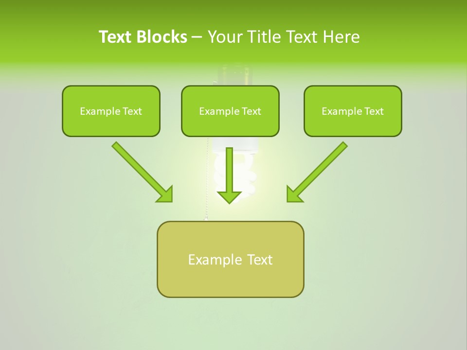 Energy-Efficient Cfl Bulb Shining At Center From A Simple Brass Fixture. Green Background Slightly Textured. PowerPoint Template