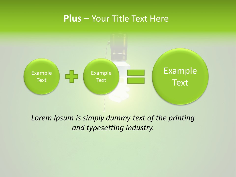 Energy-Efficient Cfl Bulb Shining At Center From A Simple Brass Fixture. Green Background Slightly Textured. PowerPoint Template