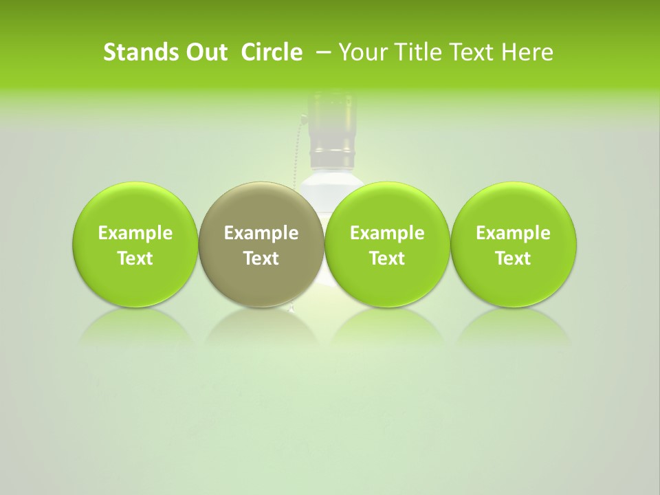 Energy-Efficient Cfl Bulb Shining At Center From A Simple Brass Fixture. Green Background Slightly Textured. PowerPoint Template