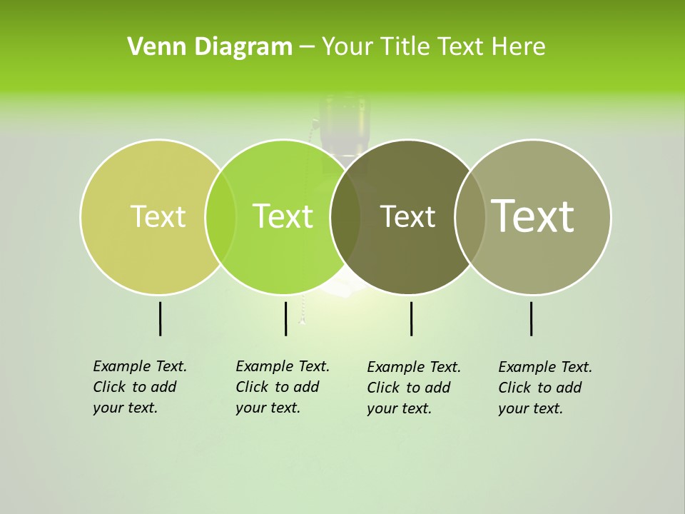Energy-Efficient Cfl Bulb Shining At Center From A Simple Brass Fixture. Green Background Slightly Textured. PowerPoint Template