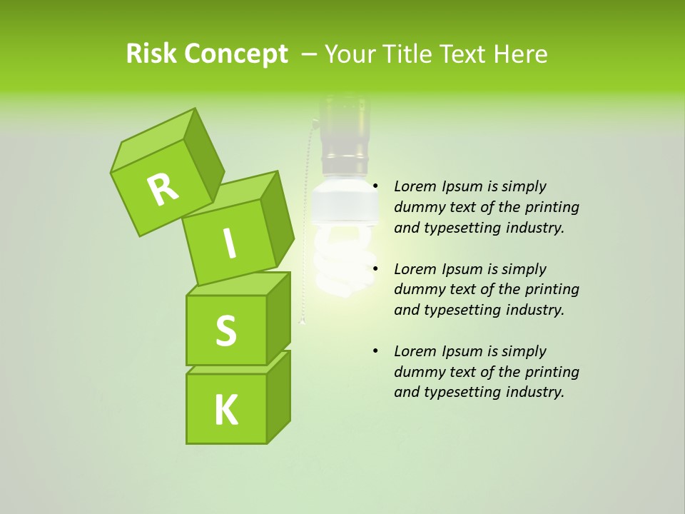 Energy-Efficient Cfl Bulb Shining At Center From A Simple Brass Fixture. Green Background Slightly Textured. PowerPoint Template