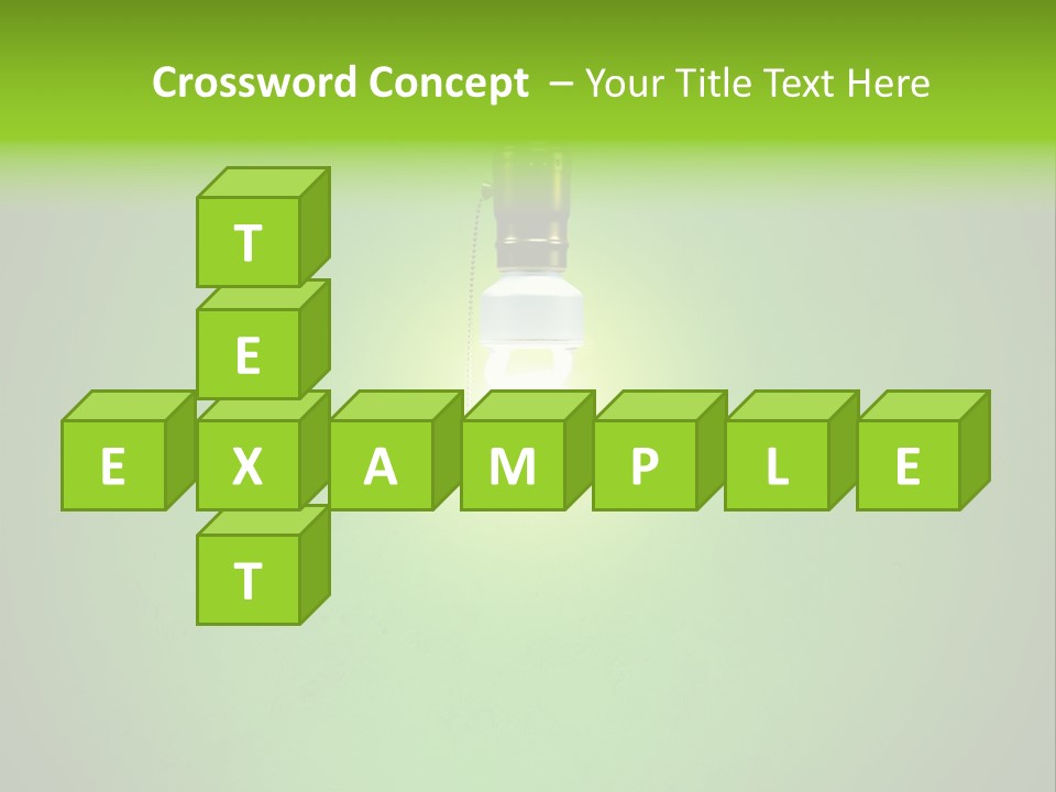 Energy-Efficient Cfl Bulb Shining At Center From A Simple Brass Fixture. Green Background Slightly Textured. PowerPoint Template