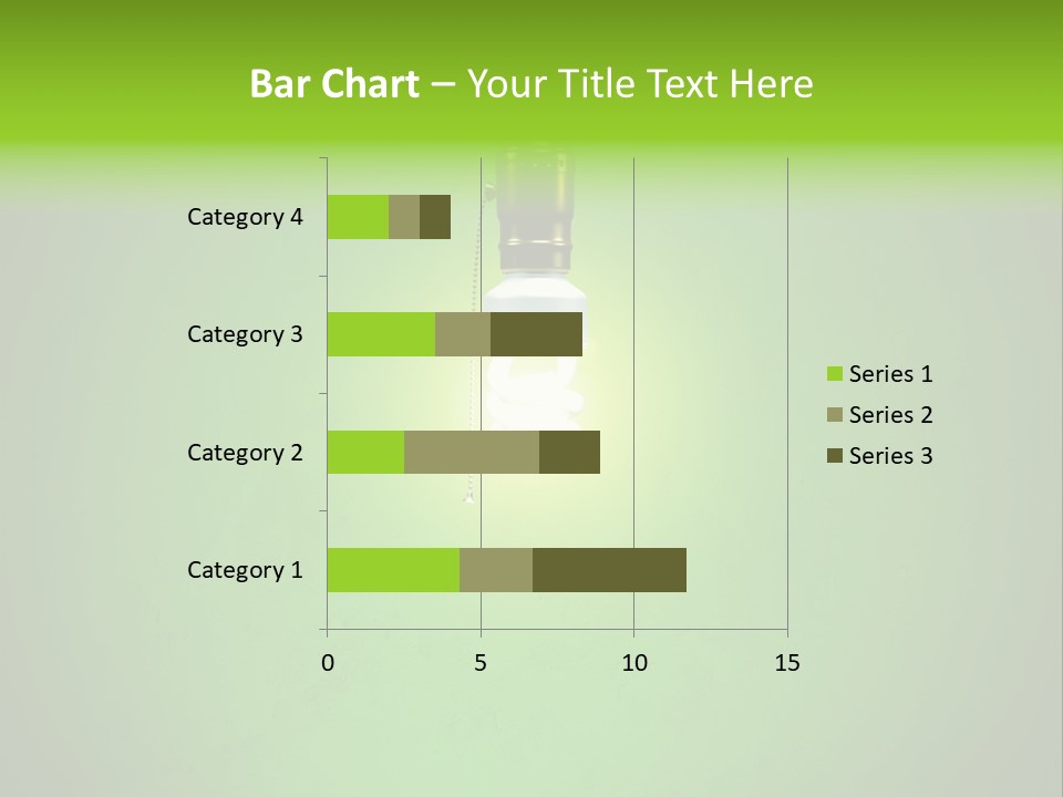 Energy-Efficient Cfl Bulb Shining At Center From A Simple Brass Fixture. Green Background Slightly Textured. PowerPoint Template