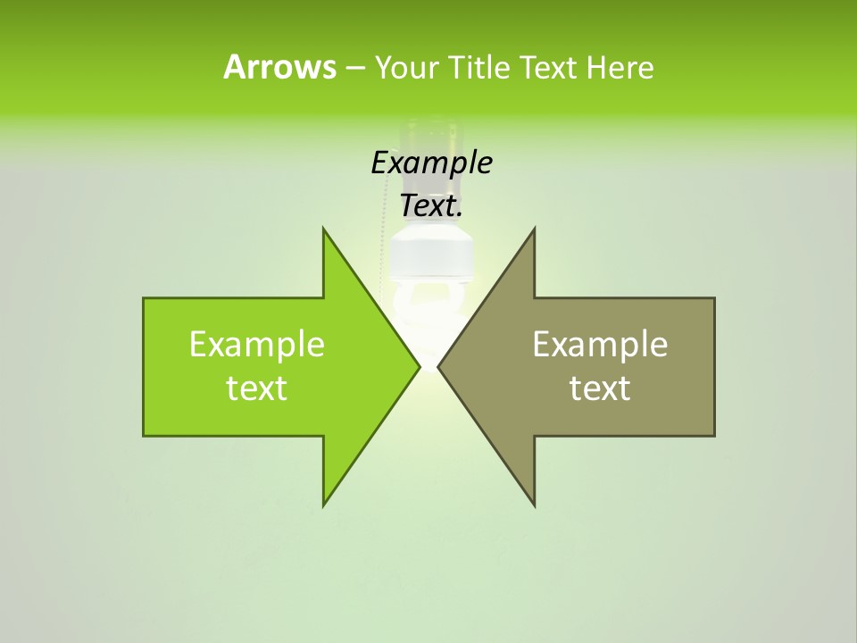 Energy-Efficient Cfl Bulb Shining At Center From A Simple Brass Fixture. Green Background Slightly Textured. PowerPoint Template