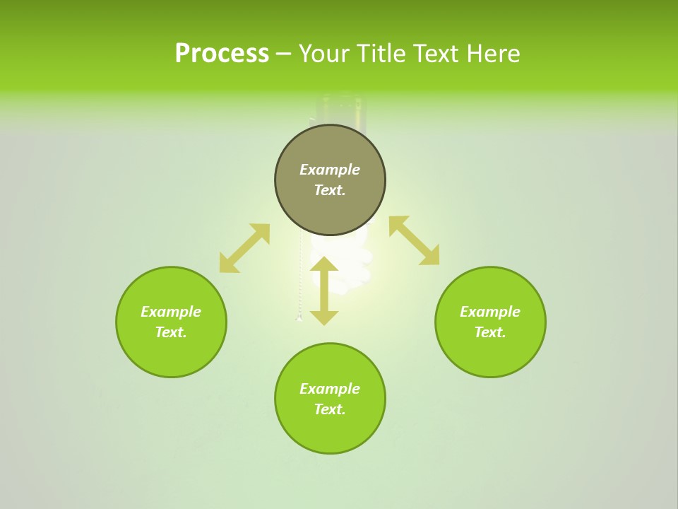 Energy-Efficient Cfl Bulb Shining At Center From A Simple Brass Fixture. Green Background Slightly Textured. PowerPoint Template