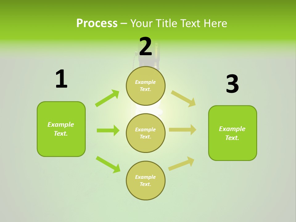 Energy-Efficient Cfl Bulb Shining At Center From A Simple Brass Fixture. Green Background Slightly Textured. PowerPoint Template