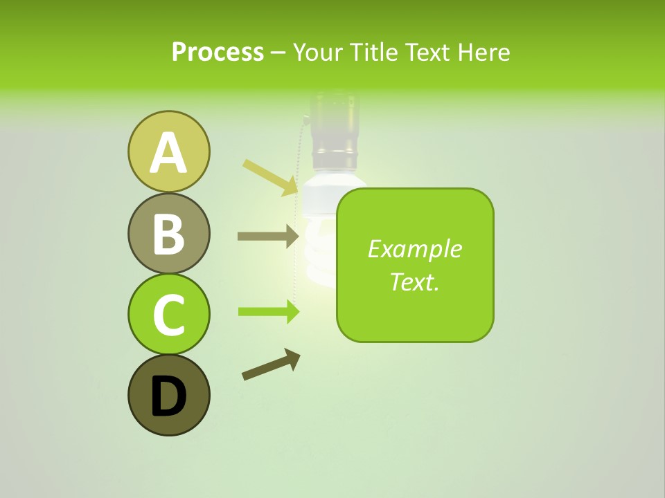 Energy-Efficient Cfl Bulb Shining At Center From A Simple Brass Fixture. Green Background Slightly Textured. PowerPoint Template
