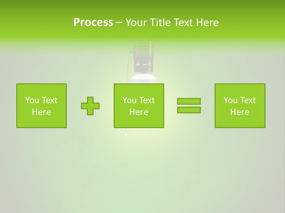 Energy-Efficient Cfl Bulb Shining At Center From A Simple Brass Fixture. Green Background Slightly Textured. PowerPoint Template